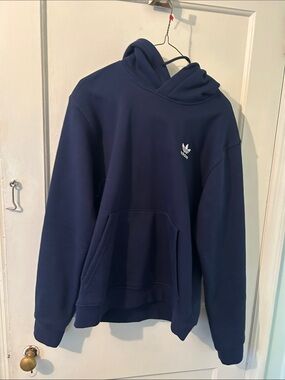 Adidas Dark blue thick soft Navy Trefoil Hooded Pullover - Men/Women's w/pocket